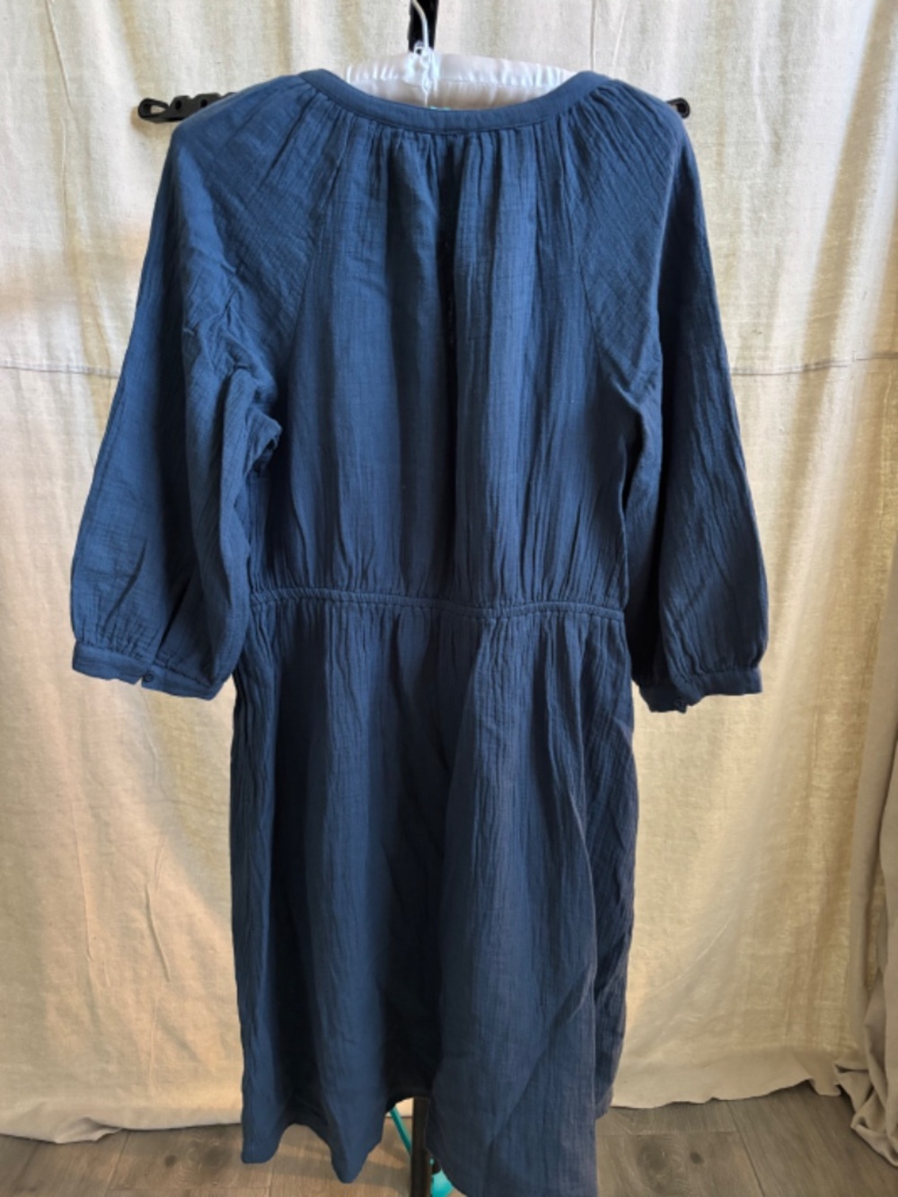 Pact Coastal Organic Double Gauze Cotton Dress- French Blue - Picture 7 of 14